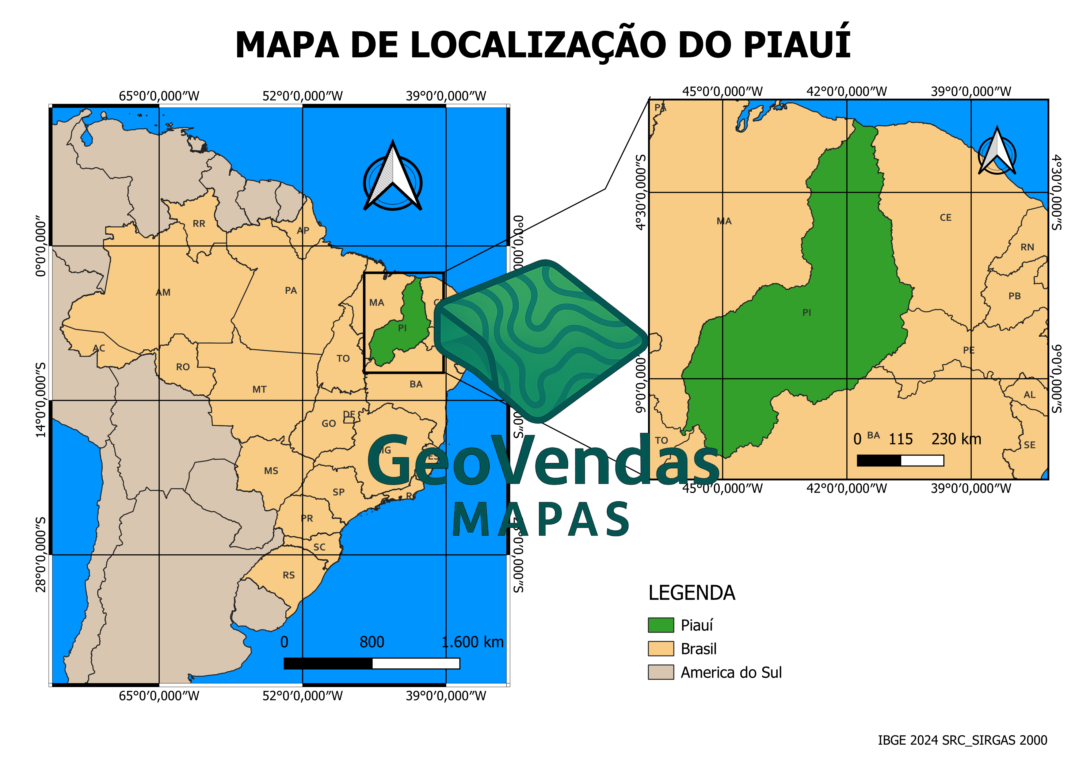 Mapa de localização do Piauí
